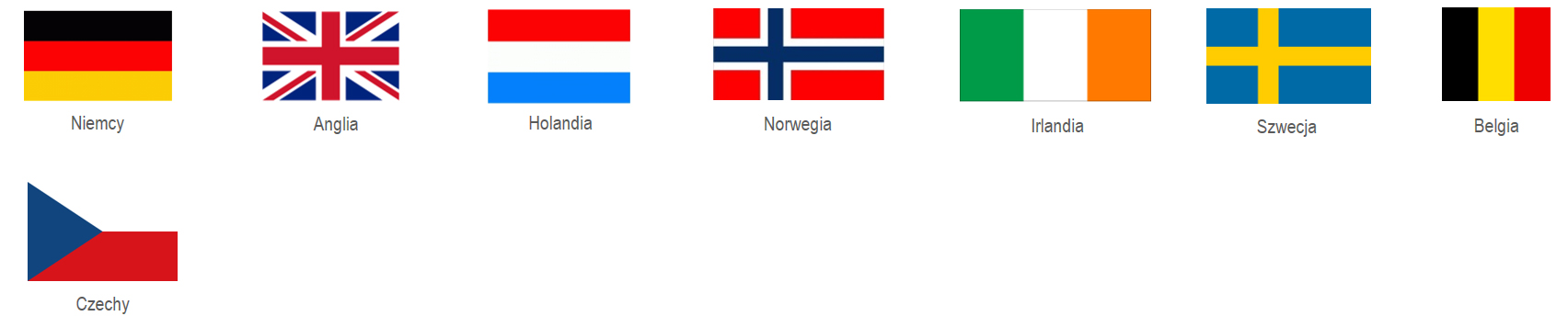 Flagi państw, z których CKWB pomaga odzyskać podatek